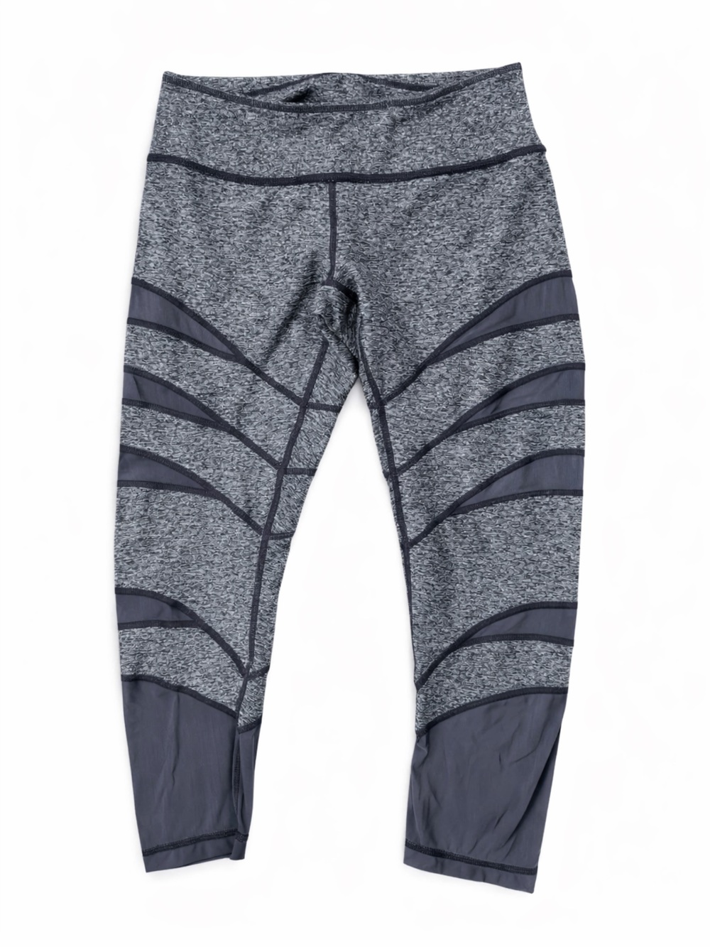 Zella Heather Gray and Mesh Mid-Rise Leggings